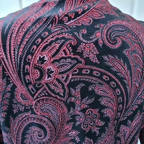 DRESS BARN COLLECTION BLACK VELVETEEN JACKET BLAZER RED GLITTER SPARKLE WOMEN 14 - Picture 12 of 14